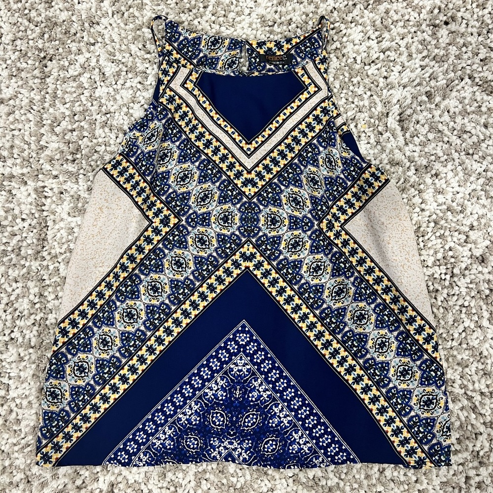 X-LARGE, Blue multi color sleeveless blouse
